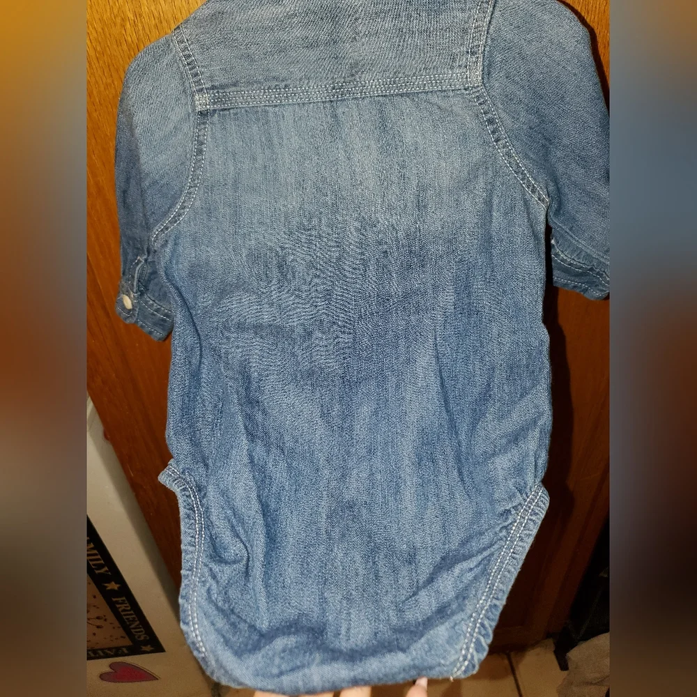 5 for $25 | OshKosh B'gosh Denim Chambray Button Up Long Sleeve Bodysuit